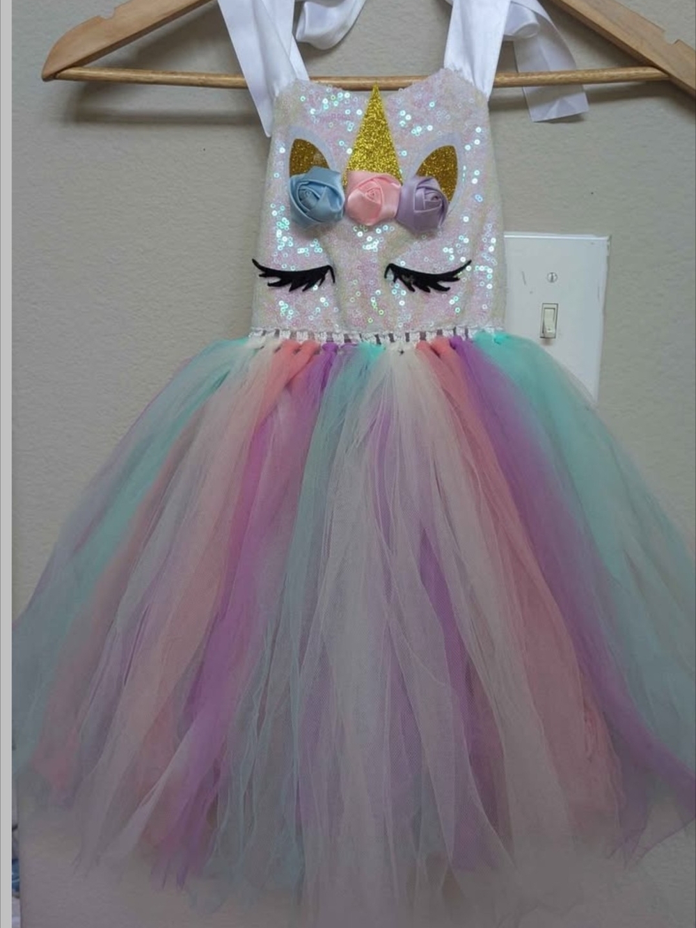 Unicorn Tulle Dress - Pastel Rainbow Colors 12/ 18 Months